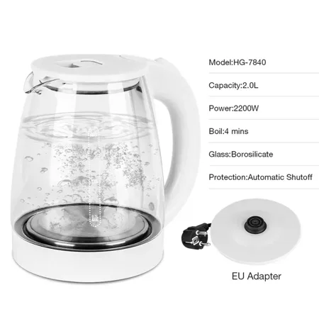 

Kettle 1.8L 2200W High Fast Boil with LED Lighting Auto Shut-Off and Boil-Dry Protection for Tea Coffee air fryer h