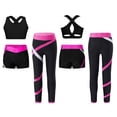 thumbnail image 6 of iiniim Girla Dance Outfits Crop Top with Shorts Leggings 3 Pieces Outfits for Gymnastics Yoga Dancing Hot Pink 10, 6 of 6