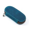 thumbnail image 1 of Sac à Stylos en Cuir Rétro Fait Main 3 Pack Fermeture Éclair Ovale Portable Bleu, 1 of 6