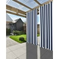 thumbnail image 3 of nqOlkjepod Outdoor Curtains for Patio Waterproof, Navy Blue Striped Outdoor Privacy Panels Grommet, Modern Farmhouse Blue White Stripes Blackout Outside Curtains for Porch/Cabana 54"x84", 1 Panel, 3 of 8