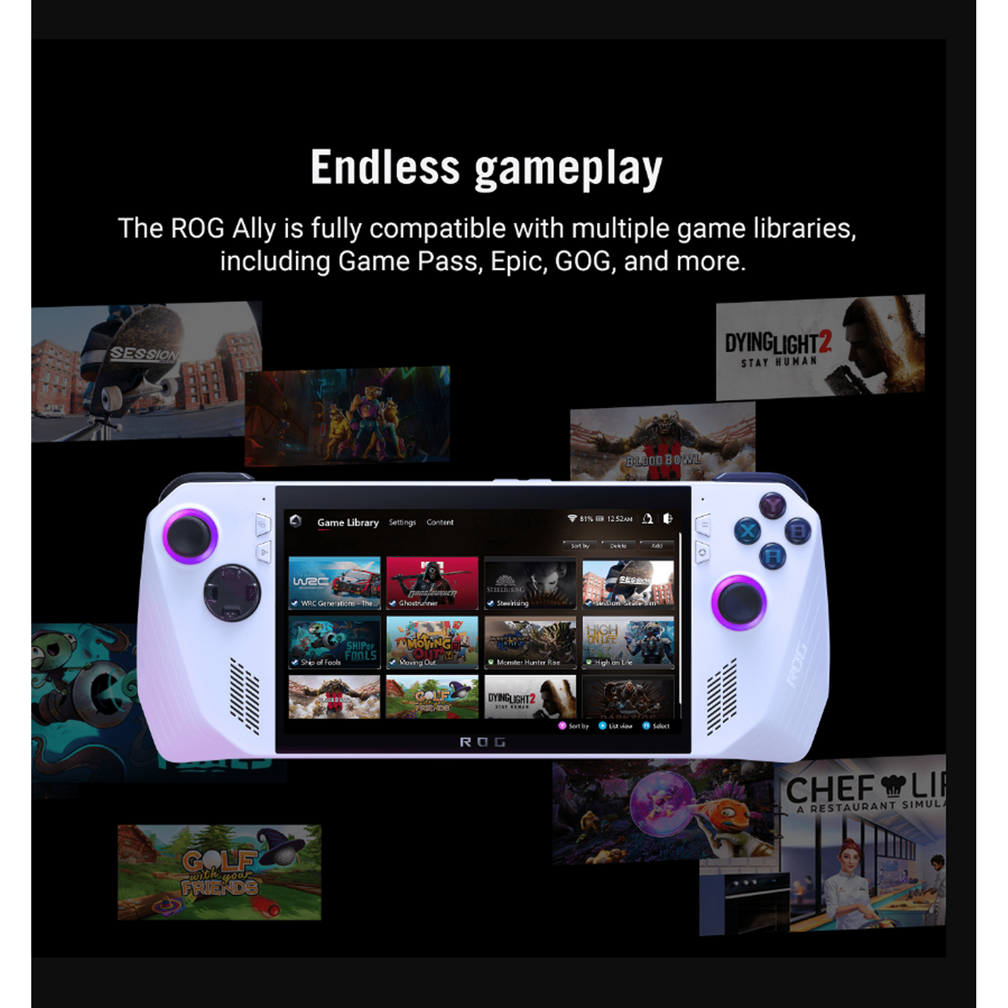 ASUS ROG Ally 7” Handheld Touch Gaming Console, 16GB LPDDR5 RAM