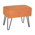 thumbnail image 6 of Home Soft Things Jacquard Chenille Stool Chair Upholstered Footrest Ottoman with Black Metal Legs and Padded Seat, Tanga-Burnt Orange, 19" x 13" x 17", 6 of 6