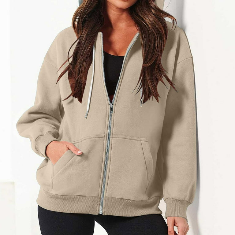 Womens Long Sleeve Hooded Sweatshirt Hoodies Solid Zip Up Womens Long Sleeve Hooded Sweatshirt Hoodies Solid Zip Up