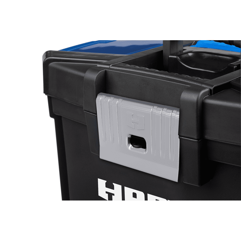 HART 3-in-1 16-Inch Rolling Plastic Tool Box, Black and Blue