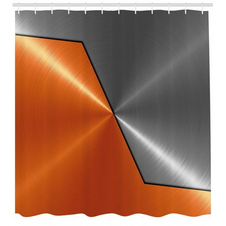 Orange And Grey Shower Curtain 3d Style Machinery Structure Image