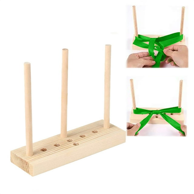 Xihbxyly Herramienta para Hacer Moños, Herramienta de Madera para Hacer Moños de Cinta, Clavijas Ajustables para Moños Personalizados, Envoltura de Regalos, Coronas Navideñas, Moños para El Cabello,