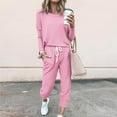 thumbnail image 2 of Jalioing Sweatsuit Sets for Women 2 Piece Casual Set Long Sleeve Top with Sweatpant Lounge Loose Spring Suits (Large, Pink), 2 of 5