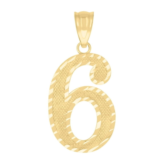10Kt Yellow Gold Unisex Number 6 Charm Pendant
