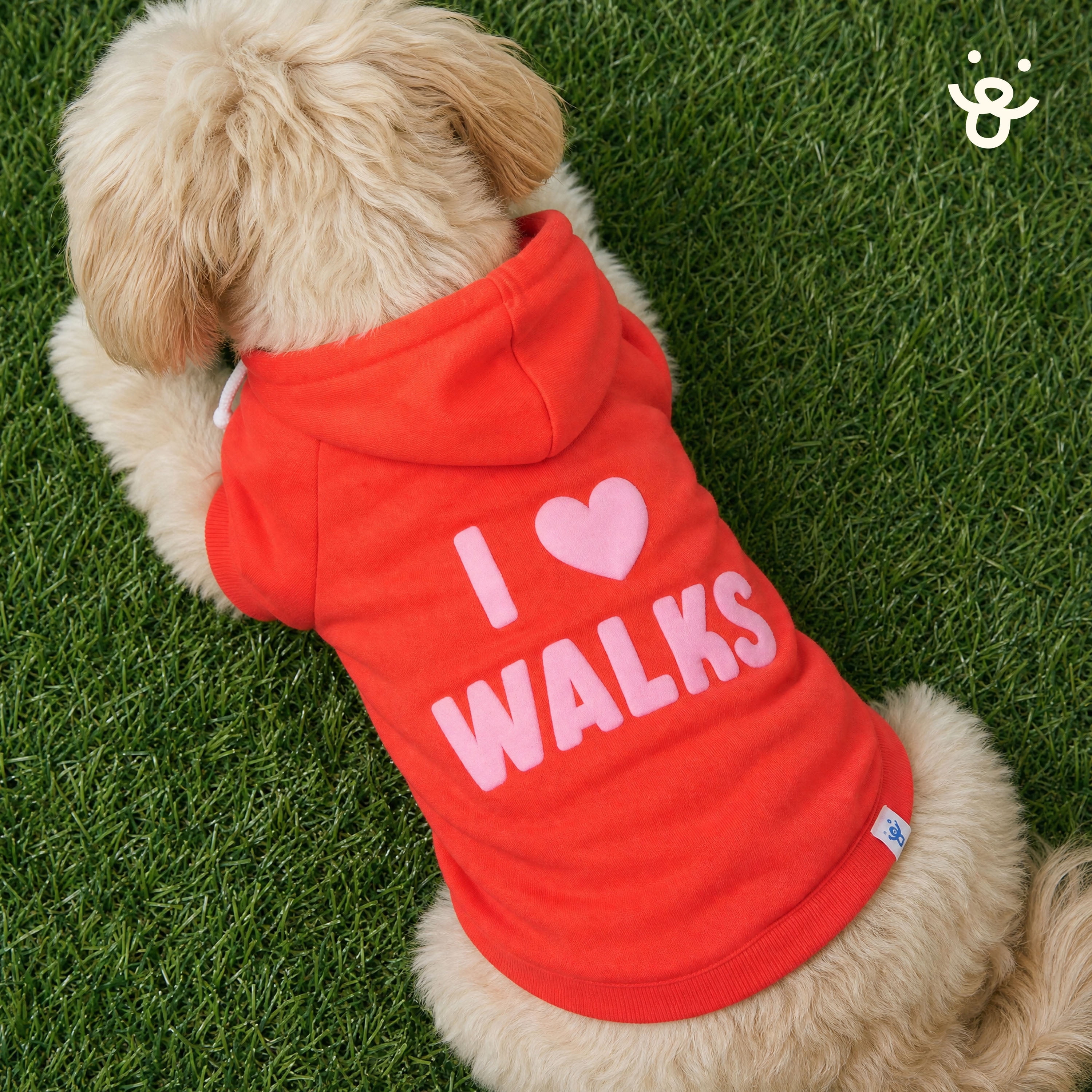 Oodles I Heart Walks Fall Dog Hoodie, Red, XL