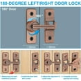 thumbnail image 3 of 180 Degree Barn Door Lock, Flip Latches Zinc Alloy Safety Sliding Door Bolt Latch Lock for Garage Bathroom Sliding Swing Open Door, Gold Gold, 3 of 5