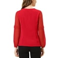 thumbnail image 3 of BLUSA DE CHIFFON CHIC INSPIRADA para Mujeres con Escote en Forma de Llave y Mangas de Patchwork Elegante Top de Trabajo XS Rojo, 3 of 7