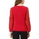thumbnail image 3 of INSPIRAR CHIC Blusa de gasa para mujer con cuello de ojal, mangas de patchwork, elegante top de trabajo, L rojo, 3 of 6