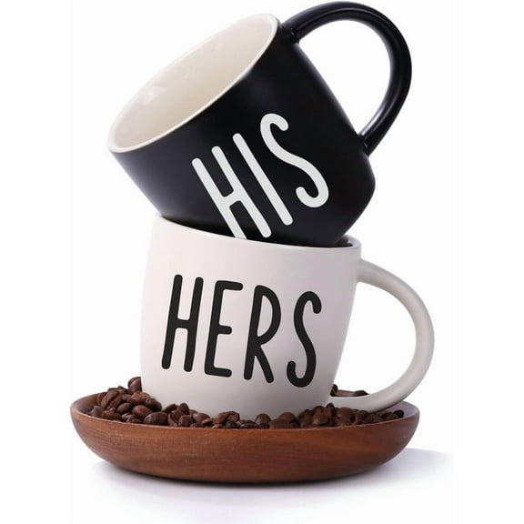 His And Hers Mugs Set Of 2 Coffee Mug 12 Ounce, Cute Matching Coffee Mug Couples for Anniversary, Wedding,Engagement, His and Her Gifts