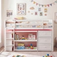 thumbnail image 4 of Costway Twin Size Loft Bed with LED Lights Underbed Space Drawers Shelves Ladder White, 4 of 10