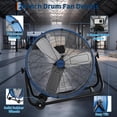 thumbnail image 5 of Towallmark 24-Inch Industrial Drum Fan – High-Velocity 8800 CFM Floor Fan, 3-Speed Adjustable, All-Metal Construction for Warehouse, Workshop, Garage, Gym, Patio– Blue Barrel 24 Inches, 5 of 11