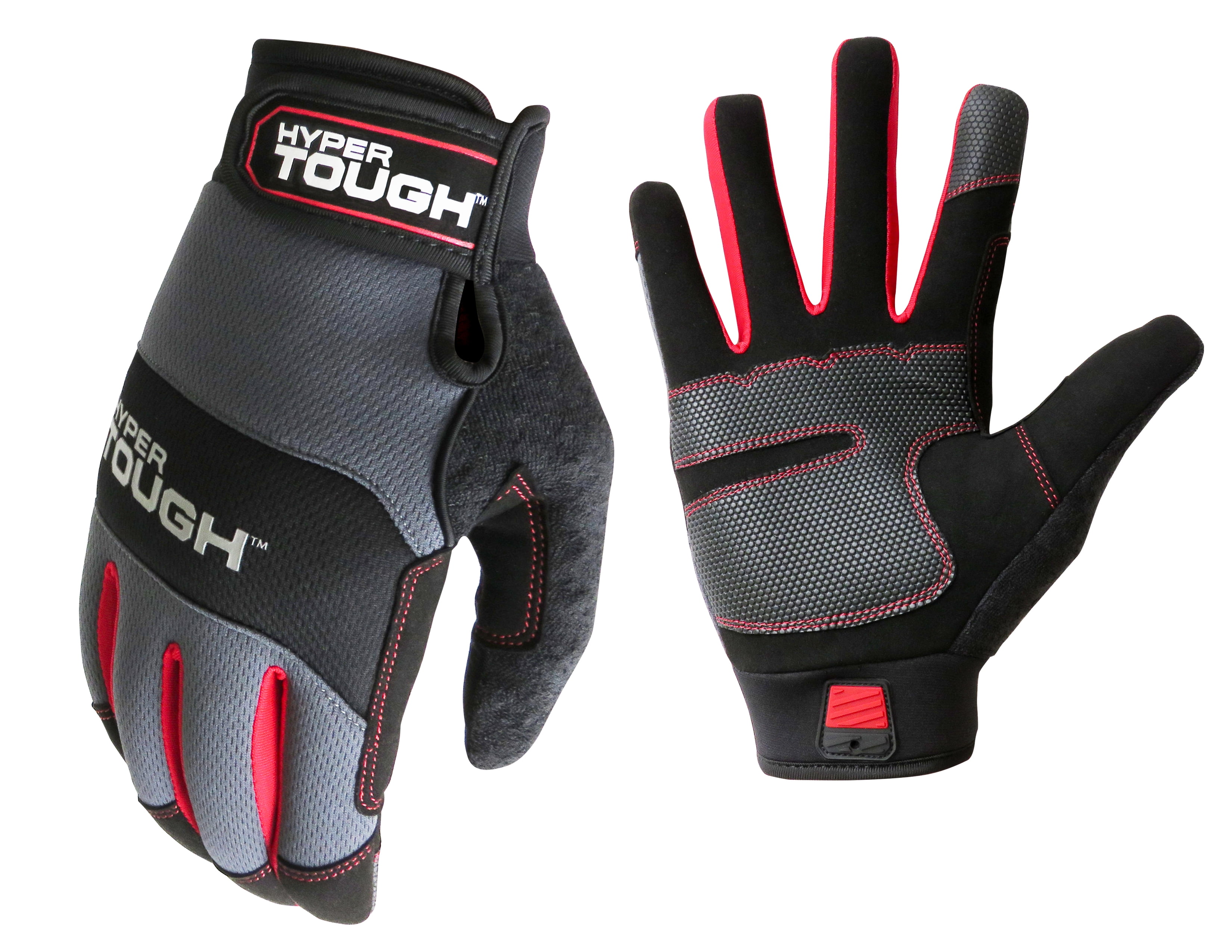 Hyper Tough High Dexterity General Purpose Work Glove, Mesh, Synthetic Leather Palm - Men's XL