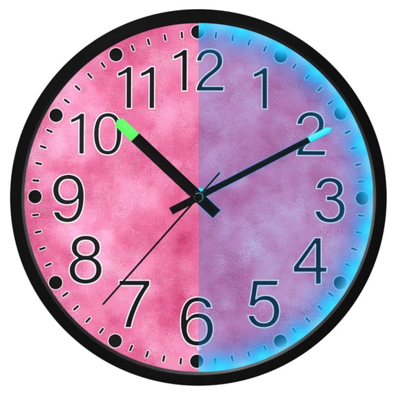 Ryvnso Tie Dye Pink Pattern 12 Inch Night Light Wall Clock Silent Battery Operated Luminous Clocks
