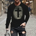 thumbnail image 2 of WREESH Men's Fashion T-Shirts Casual Printing Round Neck Pullover T-Shirt Long Sleeve Tops Workout Tops Black, 2 of 5