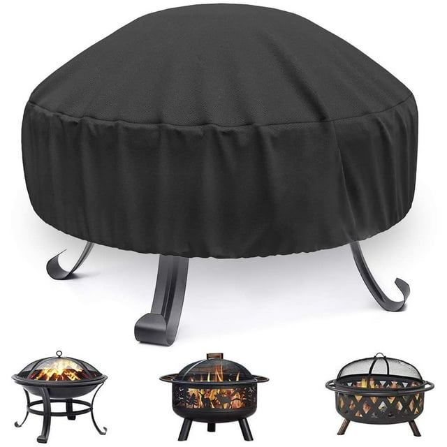 Jinsinto Housse de Foyer Ronde pour Foyer, Housse de Foyer en Tissu Oxford 420D Robuste, Couverture Complète pour Cheminée de Patio Extérieur, Housse de Bol de Feu Imperméable