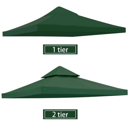 2-Tier 10'x10' Gazebo Replacement Canopy Top Patio Cover Garden Roof Tent Anti-UV Sunshade Green