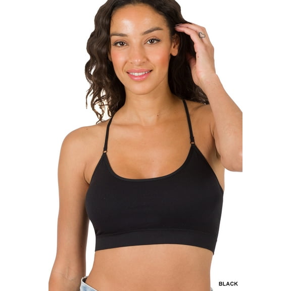 TheLovely Women & Plus Seamless Bralette Cross-Back Padded Sports Bras with Adjustable Strap