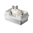 thumbnail image 1 of Bingirl Extra Large White Enclosed Stainless Steel Cat Litter Box - 50x35x22CM, 1 of 6