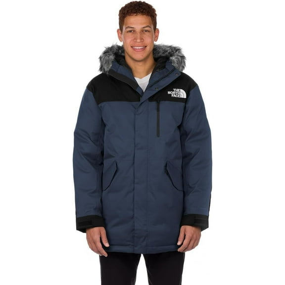 The North Face Bedford Down Parka Jacket Men's Medium Blue Logo Full Zip ASM173