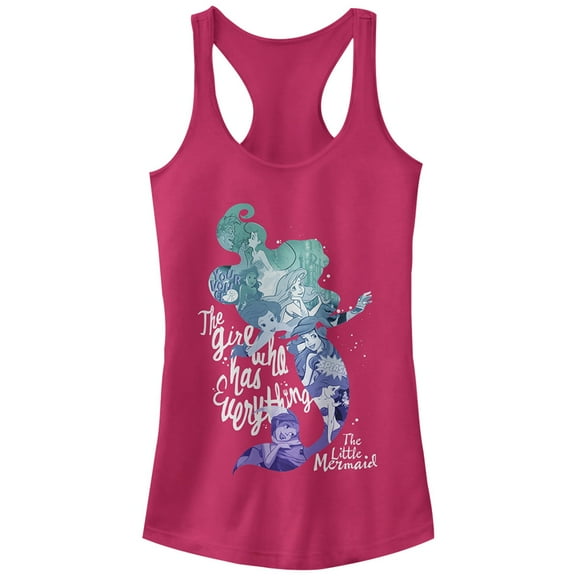 Junior's The Little Mermaid Ariel Has Everything Racerback Tank Top Dark Pink 2X Large