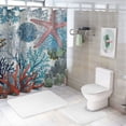 thumbnail image 7 of Fenyluxe  Nautical Shower Curtain Cute Beach Starfish Coral Seashell Ocean Sea Life Coastal Underwater Watercolor Abstract Fabric Decorative Bathroom Curtains with Hooks White, 7 of 7