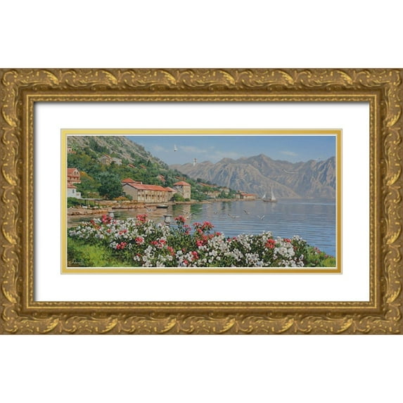Adamov, Alexey 14x9 Gold Ornate Wood Framed with Double Matting Museum Art Print Titled - Kotor Bay