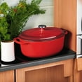 thumbnail image 4 of 7 Quart Enameled Cast Iron Oval Dutch Oven with Lid – Dual Handles – Oven Safe up to 500° F or on Stovetop - Use to Marinate, Cook, Bake, Refrigerate and Serve – Red, 4 of 4