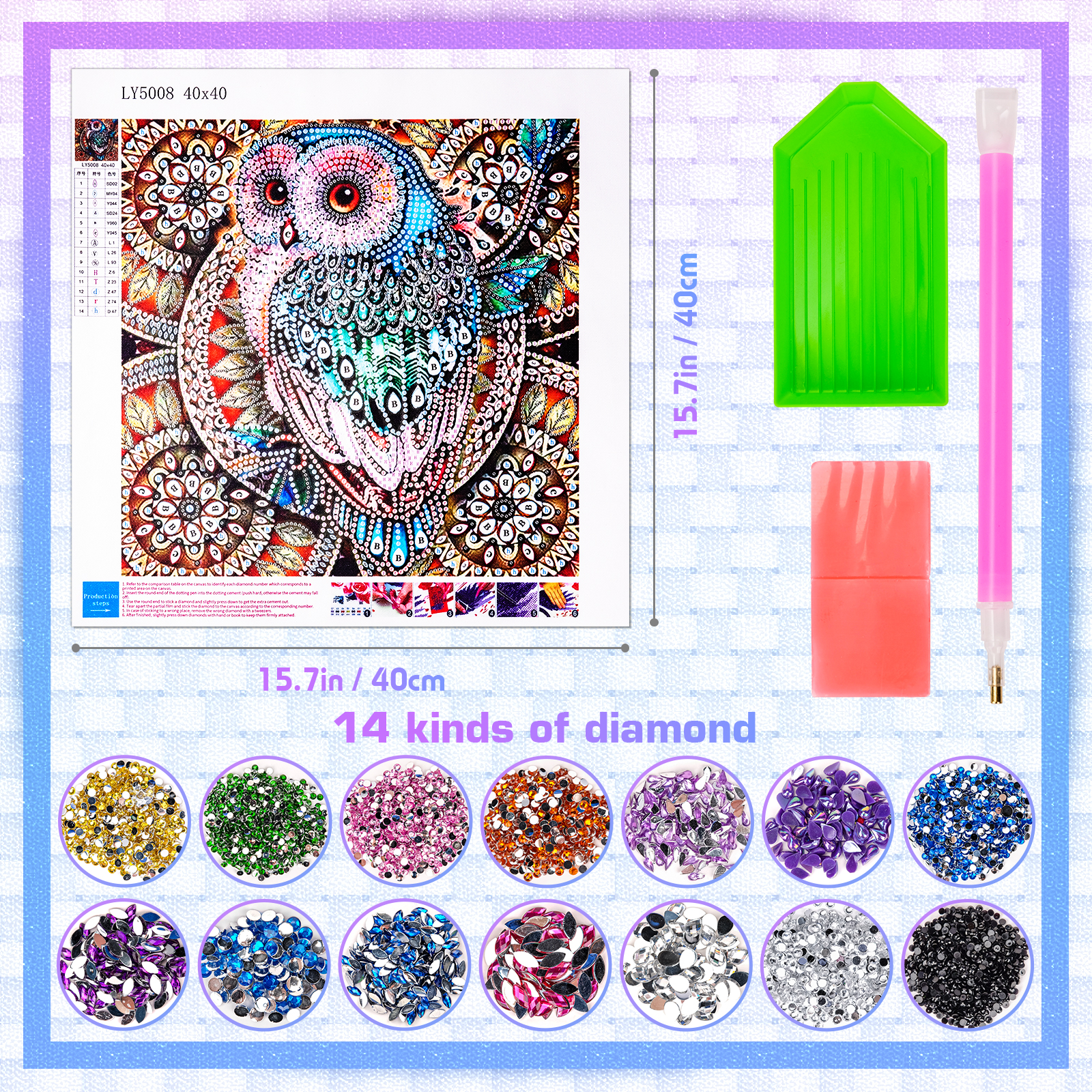 Dream Fun 5D Diamond Painting Kit Owl Design photo 4