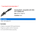 thumbnail image 2 of Steering Shaft - Compatible with 2006 - 2011 Cadillac DTS 2007 2008 2009 2010, 2 of 2
