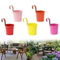 thumbnail image 1 of 5pcs Metal Hanging Flower Pots for Fence Balcony Garden with Removable Hooks, 1 of 7