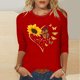 thumbnail image 4 of Tops de Cuello Redondo para las Mujeres Moda Impresa 3/4 Mangas Blusa Casual Top, Estante de Imitación, 4 of 5