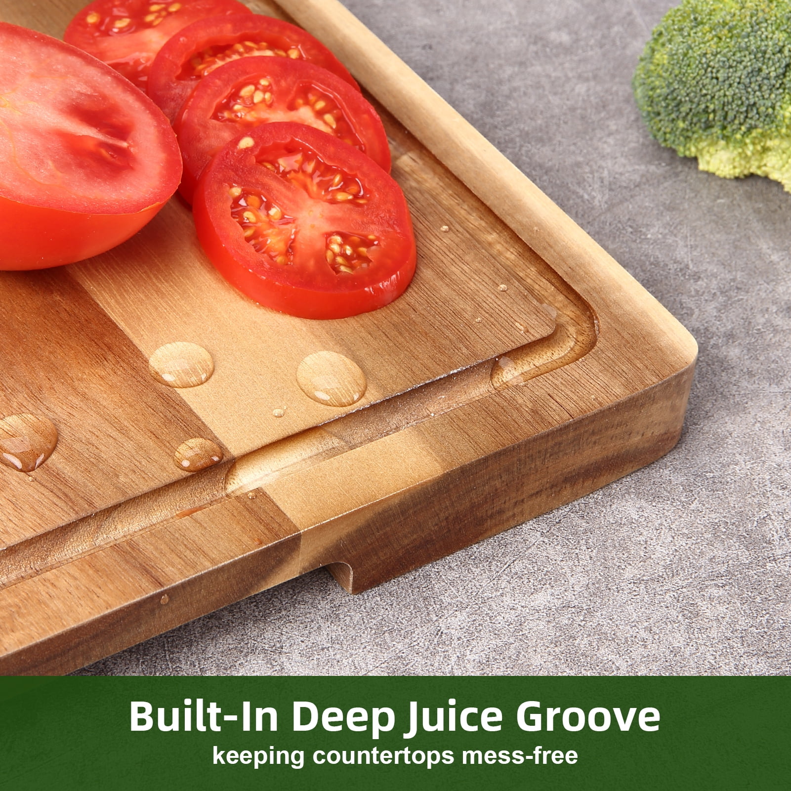 ATENOW Large Cutting Boards for Kitchen, 18x12in Acacia Wood Cutting Board with Juice Groove & Handles, 1" Thick Chopping Board, Charcuterie Cheese Serving Tray