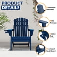 thumbnail image 3 of Pipopa Folding Adirondack Chair with Cup Holder,HDPE All Weather Outdoor Fire Pit Chair for Patio,Poolside,Garden,Blue, 3 of 7
