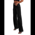 thumbnail image 2 of Pantalones Vaqueros de Pierna para Mujer, Cintura Alta, Elásticos, con Dobladillo Sin Rematar Negro XL, 2 of 7
