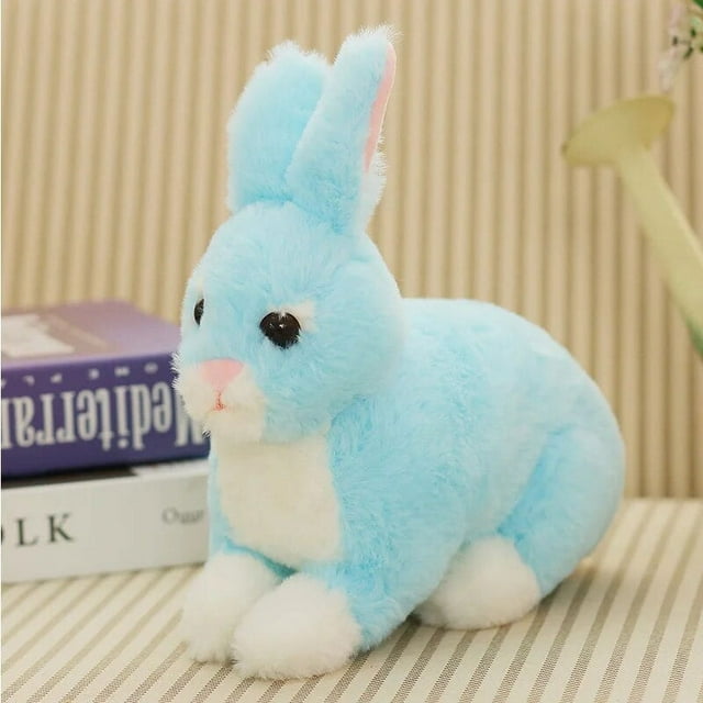 28/38CM Realistic Cute 5 Colors Plush Rabbits Fur Lifelike Animal Easter Bunny Simulation Rabbit Toy Model Kids Birthday Gift