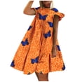 thumbnail image 2 of ClodeEU Women'S Deep O-Neck Tshirts Dresses Summer Short Sleeve Floral Print Dress Orange 12(XXL), 2 of 5