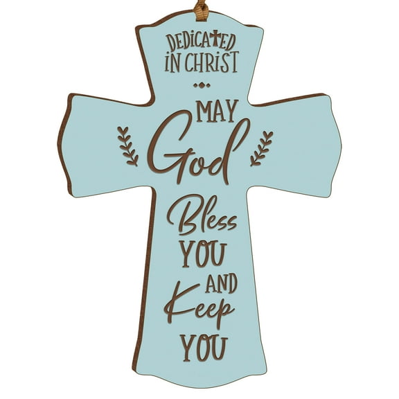 Lifesong Milestones Wood Hanging Blue Mini Cross for Christian Home Decorations