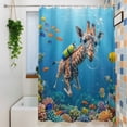 thumbnail image 3 of Funny Diving Giraffe Shower Curtain Set, Waterproof Shower Curtains for Bathroom, Ocean Coastal Coral Fish Marine Life Washable Fabric Bath Curtain for Bathtub Decoration with Hooks 66x72 Inches, 3 of 9