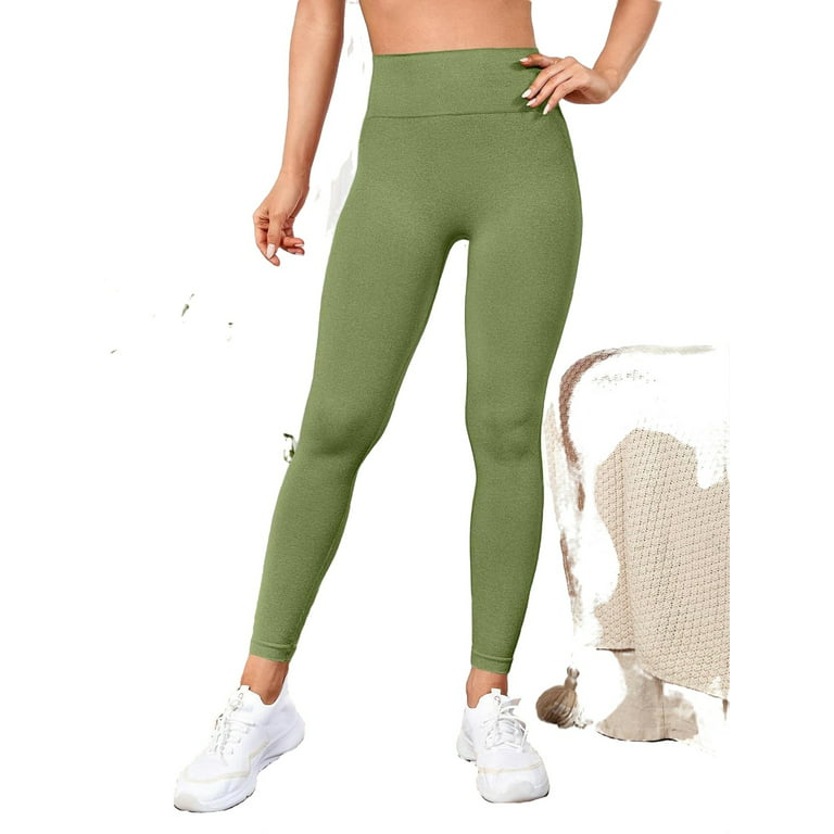 Women's Plain Lime Green Sports Leggings M (6) 
