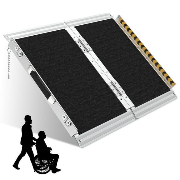 Wheelchair Ramp 2FT,Portable Folding Aluminum with Load-Reducing Shoulder Strap,800lbs Capacity,Wheelchair Ramps for Home, Steps, Stairs, Doorways