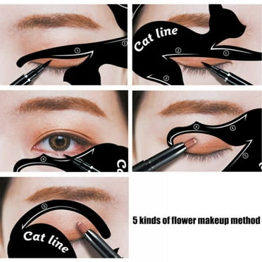 2 Pieces Cat Line Pro stencil Eye Makeup Tool Eyeliner Stencils Template Shaper Model Eyebrow Eyeshadow