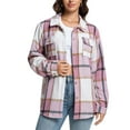 thumbnail image 2 of DAFPZW Womens Plus Size Boyfriend Shirts Long Sleeve Button Down Casual Plaid Shacket Jacket Coats with Pockets, 2 of 7