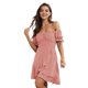 thumbnail image 5 of TRKIYQC Mini vestido de mujer de manga corta con hombros descubiertos y dobladillo irregular con volantes vestido de verano para uso diario informal TRKIYQC  moda, 5 of 8