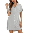 thumbnail image 2 of LIIPEE Pajama Nightgown For Women Sleepwear Short/Long Sleeve Tops Button Down Nightwear Tops Boyfriend Sleep Shirts Nightdress Leisure Homewear, 2 of 6