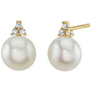 ORAVO Freshwater Pearl Heirloom Solitaire Stud Earrings in 14K Yellow Gold