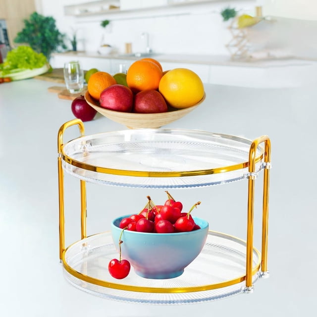 Soporte redondo de 2 niveles para exhibición de pasteles, plato para fiestas de té, soporte para joyas y cosméticos, diámetro de 27,7 cm , , estilo c BLESIY Puesto de pasteles